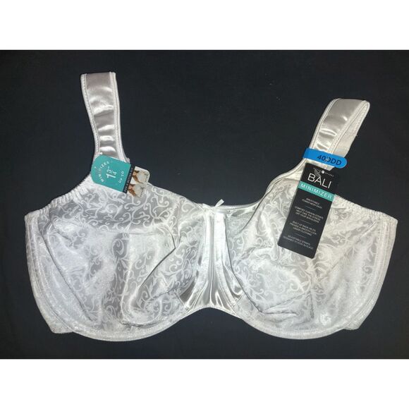 NWT Bali Satin Tracings Underwire Minimizer Bra Size 40DDD White Curvy DF3562 - Picture 1 of 5